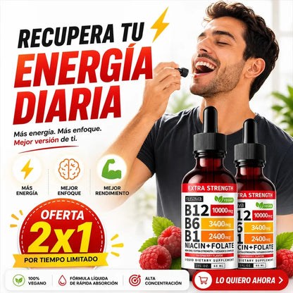 SUPLEMENTO LÍQUIDO DE VITAMINA B12 CON FRAMBUESA OFERTA 2X1