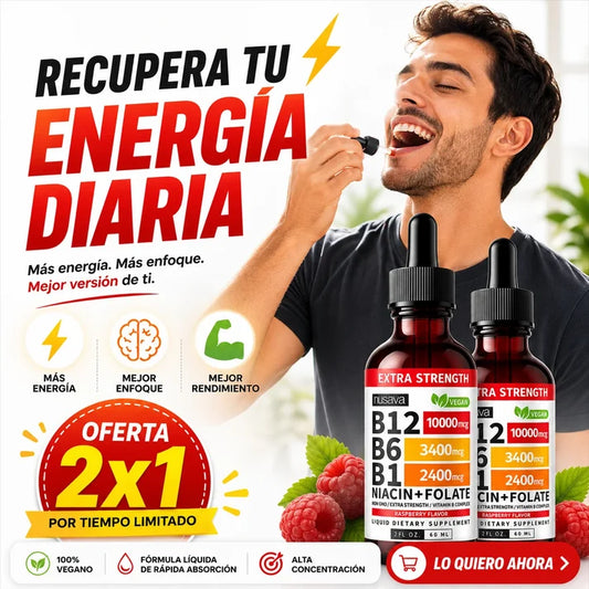SUPLEMENTO LÍQUIDO DE VITAMINA B12 CON FRAMBUESA OFERTA 2X1